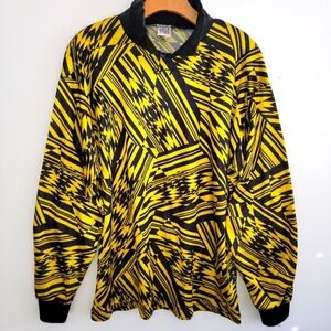Vici Vintage Soccer Goal Keeper Jersey Ywllow Black Geo Adult Large Long Sleeve